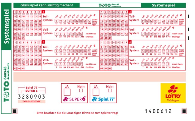 Neue 6 aus 45 toto 2026 anmelden